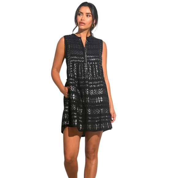 Elan Women's Maura Metallic Black And Silver Mini Dress Size Large - Picture 8 of 14